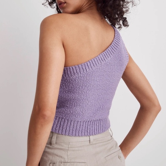 MADEWELL Textural Purple One-Shoulder Knit Top - Picture 3 of 10